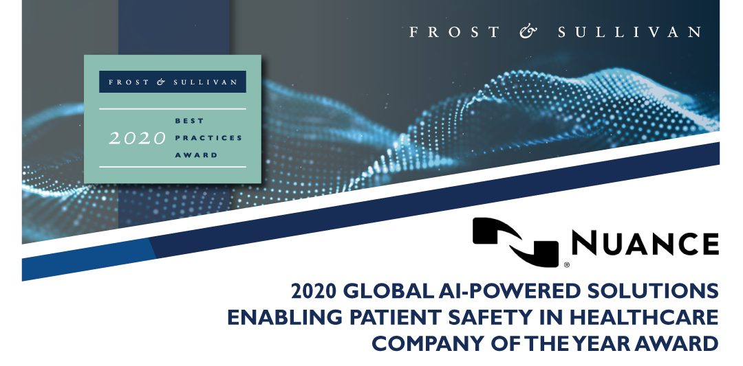 Nuance Awarded Frost & Sullivan’s 2020 Global Company of the Year Award for Leading the Conversational AI Market